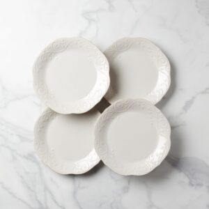 Beaded Stoneware Dinner Plates, Set of 4